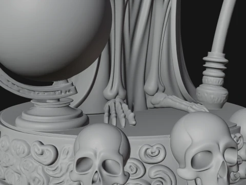 Grim Reaper with Scythe Statue Design 5 - 3D Print Model 3D Print Model