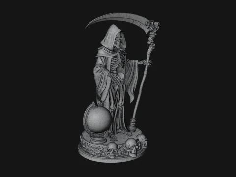 Grim Reaper with Scythe Statue Design 5 - 3D Print Model 3D Print Model