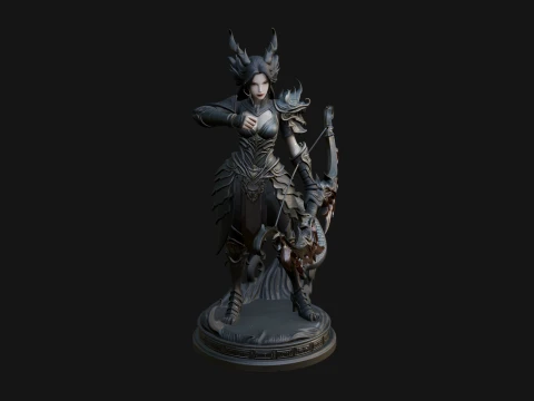 Dark Elf Warrior Woman Statue Design 3 - 3D Print Model Model do druku 3D