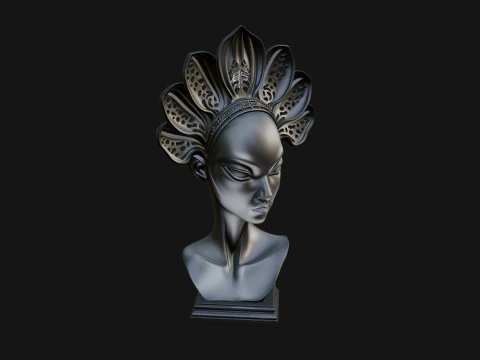 Shell Crown Woman Bust Statue Design 8 - 3D Print Model 3D Print Model