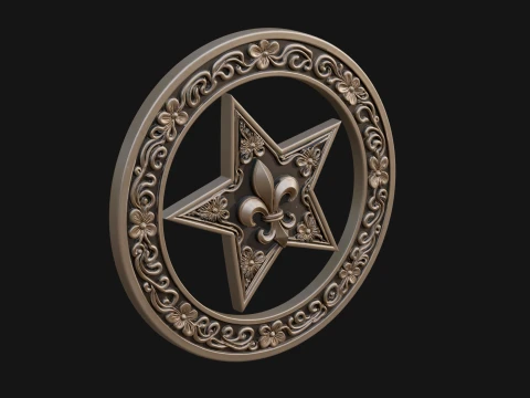 Ornate Star Wall Plaque Design 4 - 3D Print Model 3D Принт Модель