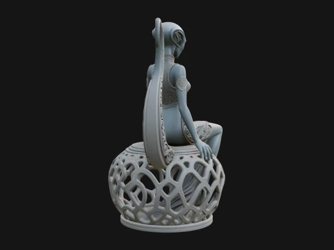 Seated Alien Woman Statue Design 3 - 3D Print Model 3D Print Model