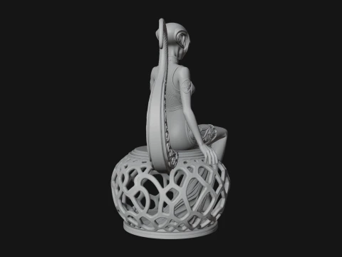 Seated Alien Woman Statue Design 3 - 3D Print Model 3D Print Model