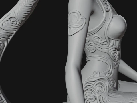 Seated Alien Woman Statue Design 3 - 3D Print Model 3D Print Model