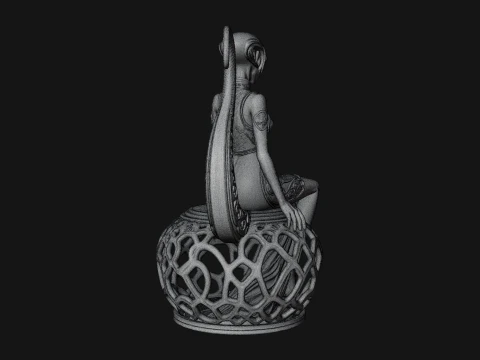 Seated Alien Woman Statue Design 3 - 3D Print Model 3D Print Model