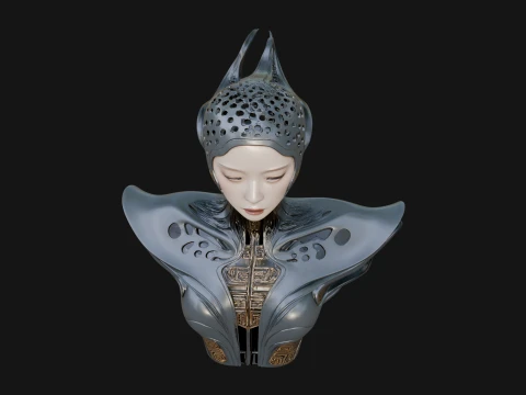 Biomechanical Alien Bust Statue Design 9 - 3D Print Model 3D Print Model