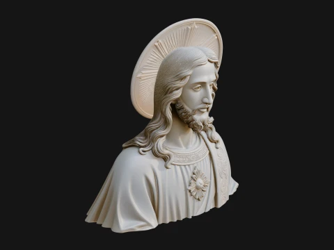 Haloed Christ Relief Bust Statue Design 2 - 3D Print Model Model do druku 3D