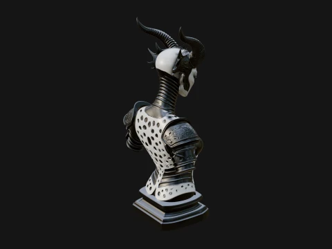 Horned Demoness Bust Statue Design 5 - 3D Print Model 3D Print Model