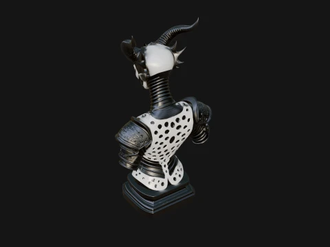 Horned Demoness Bust Statue Design 5 - 3D Print Model 3D Print Model