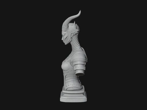 Horned Demoness Bust Statue Design 5 - 3D Print Model 3D Print Model