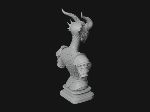 Horned Demoness Bust Statue Design 5 - 3D Print Model 3D Print Model