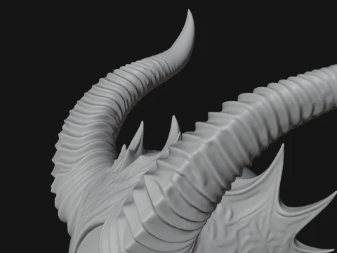 Horned Demoness Bust Statue Design 5 - 3D Print Model 3D Print Model