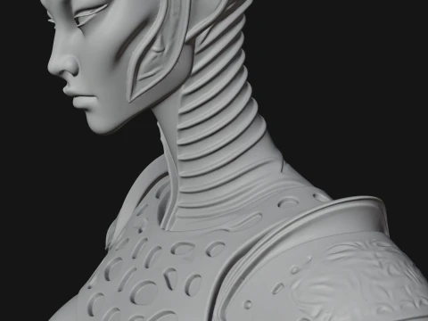 Horned Demoness Bust Statue Design 5 - 3D Print Model 3D Print Model