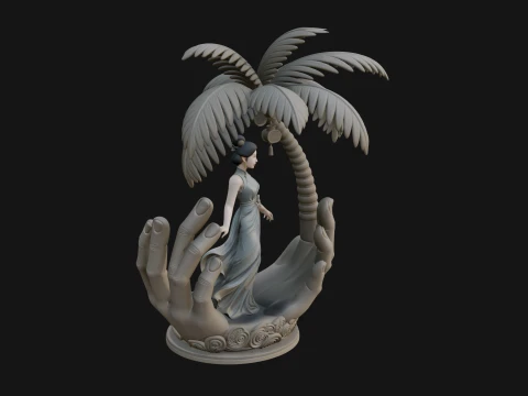 Hands Holding Palm Tree Statue Design 4 - 3D Print Model 3D printmodel