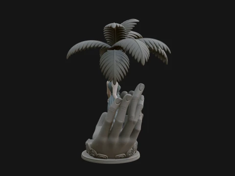 Hands Holding Palm Tree Statue Design 4 - 3D Print Model 3D Print Model