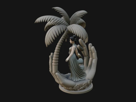 Hands Holding Palm Tree Statue Design 4 - 3D Print Model 3D Print Model