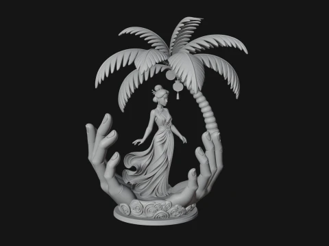 Hands Holding Palm Tree Statue Design 4 - 3D Print Model 3D Print Model