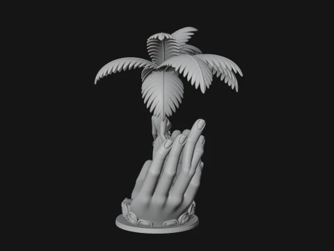 Hands Holding Palm Tree Statue Design 4 - 3D Print Model 3D Print Model