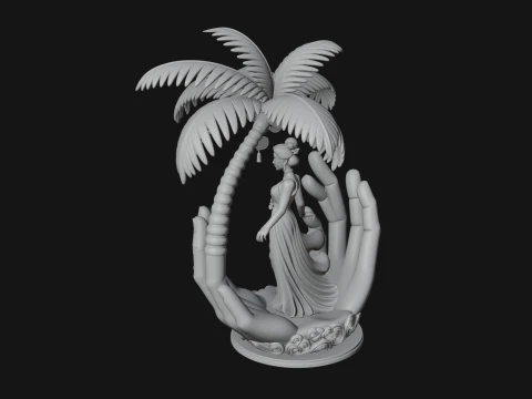 Hands Holding Palm Tree Statue Design 4 - 3D Print Model 3D Print Model