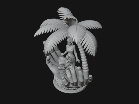 Hands Holding Palm Tree Statue Design 4 - 3D Print Model 3D Print Model