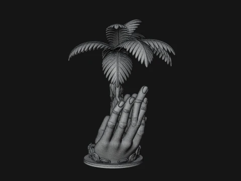 Hands Holding Palm Tree Statue Design 4 - 3D Print Model 3D Print Model