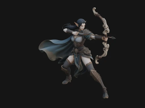 Elven Archer Queen Statue Design 5 - 3D Print Model 3D Принт Модель