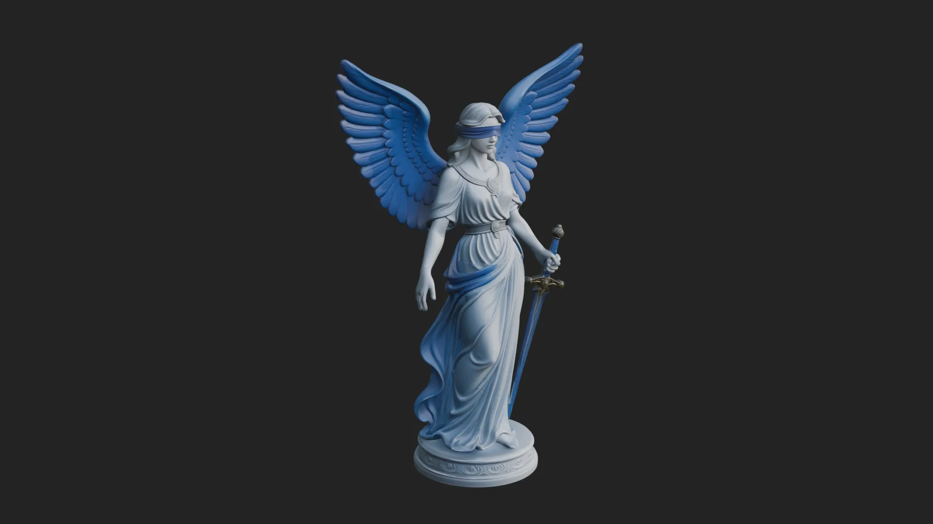 Winged Angel Warrior Woman Statue Design 8 - 3D Print Model 3D Print Model .c4d .max .obj .3ds .fbx .stl .blend 