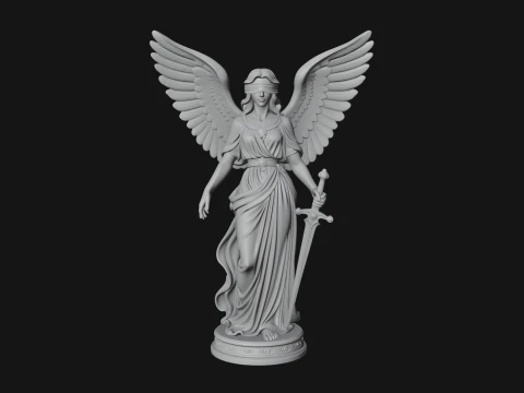 Winged Angel Warrior Woman Statue Design 8 - 3D Print Model 3D Print Model