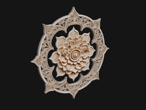 Lotus Mandala Wall Plaque Design 9 - 3D Print Model 3D Print Model