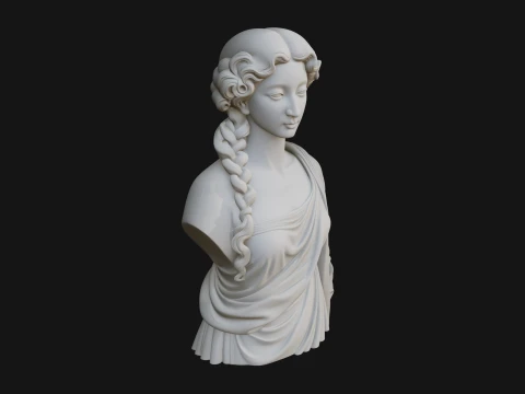 Greek Maiden Bust Statue Design 3 - 3D Print Model 3D Baskı Modeli