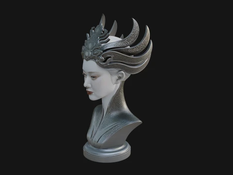Futuristic Woman Bust Statue Design 8 - 3D Print Model 3D Print Model