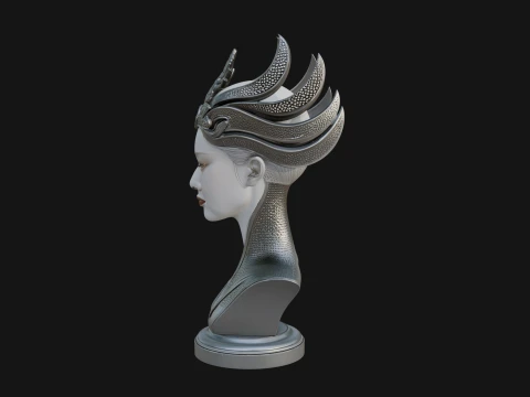 Futuristic Woman Bust Statue Design 8 - 3D Print Model 3D Print Model