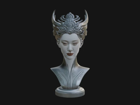 Futuristic Woman Bust Statue Design 8 - 3D Print Model 3D Print Model