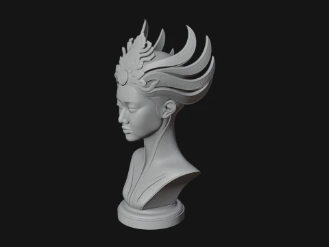 Futuristic Woman Bust Statue Design 8 - 3D Print Model 3D Print Model