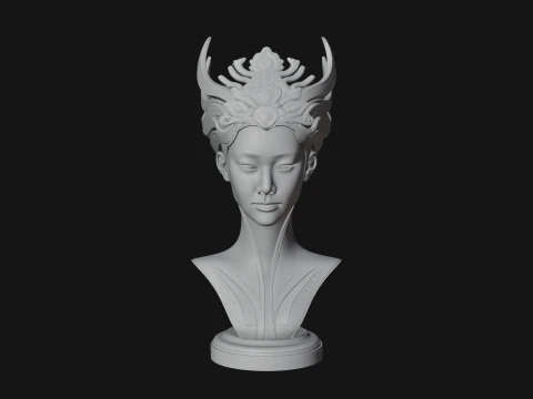 Futuristic Woman Bust Statue Design 8 - 3D Print Model 3D Print Model