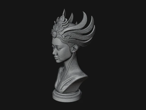 Futuristic Woman Bust Statue Design 8 - 3D Print Model 3D Print Model