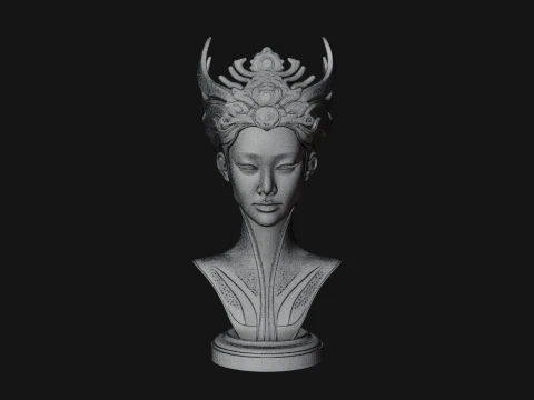 Futuristic Woman Bust Statue Design 8 - 3D Print Model 3D Print Model