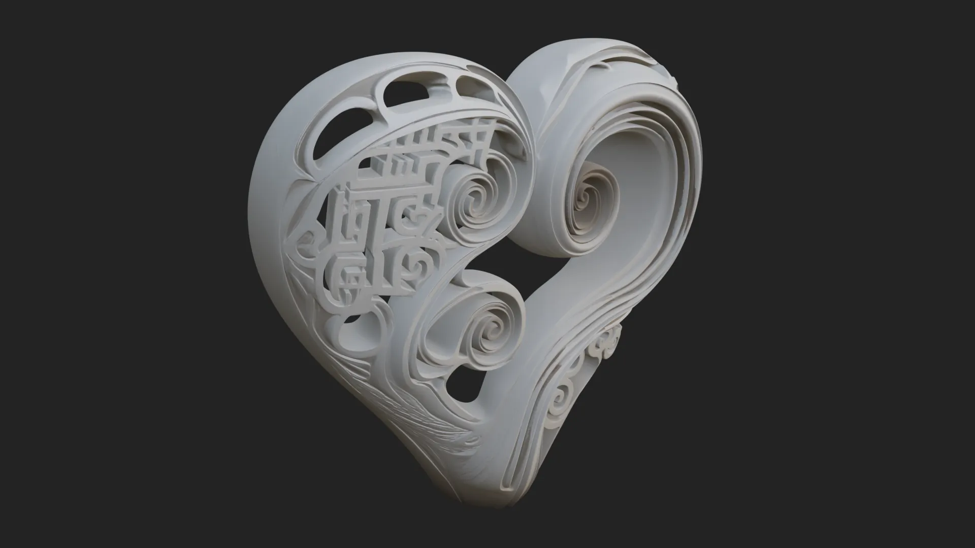 Ornate Swirling Heart Statue Design 4 - 3D Print Model 3D Print Model .c4d .max .obj .3ds .fbx .stl .blend 