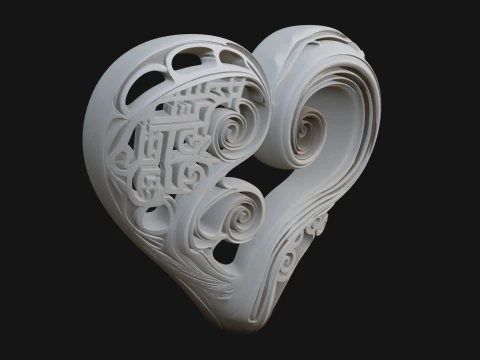 Ornate Swirling Heart Statue Design 4 - 3D Print Model 3D Print Model