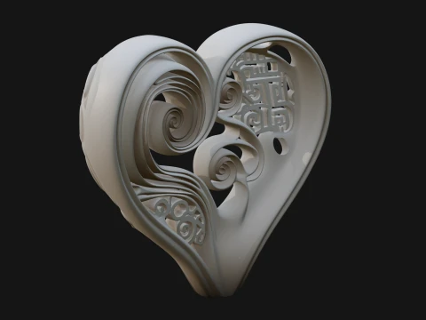 Ornate Swirling Heart Statue Design 4 - 3D Print Model 3D Print Model