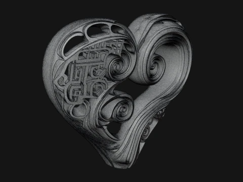 Ornate Swirling Heart Statue Design 4 - 3D Print Model 3D Print Model