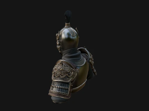 Ornate Asian Armor Bust Statue Design 4 - 3D Print Model 3D Print Model