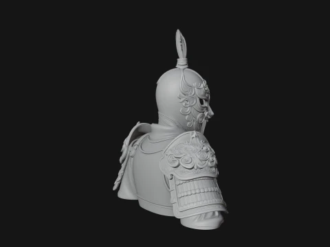 Ornate Asian Armor Bust Statue Design 4 - 3D Print Model 3D Print Model