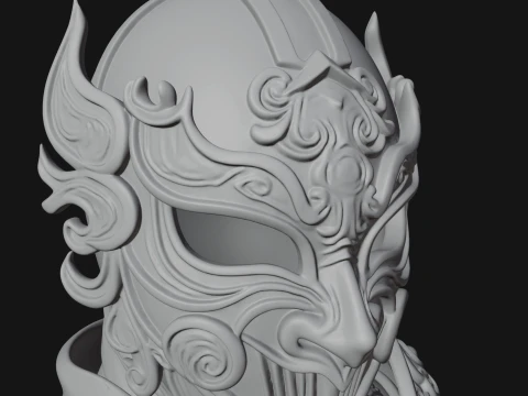 Ornate Asian Armor Bust Statue Design 4 - 3D Print Model 3D Print Model