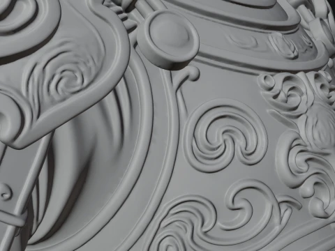 Ornate Asian Armor Bust Statue Design 4 - 3D Print Model 3D Print Model