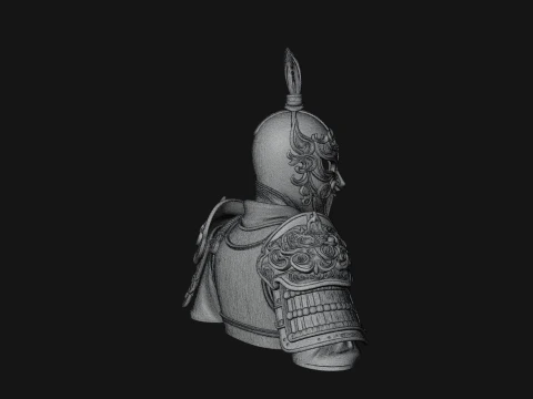 Ornate Asian Armor Bust Statue Design 4 - 3D Print Model 3D Print Model