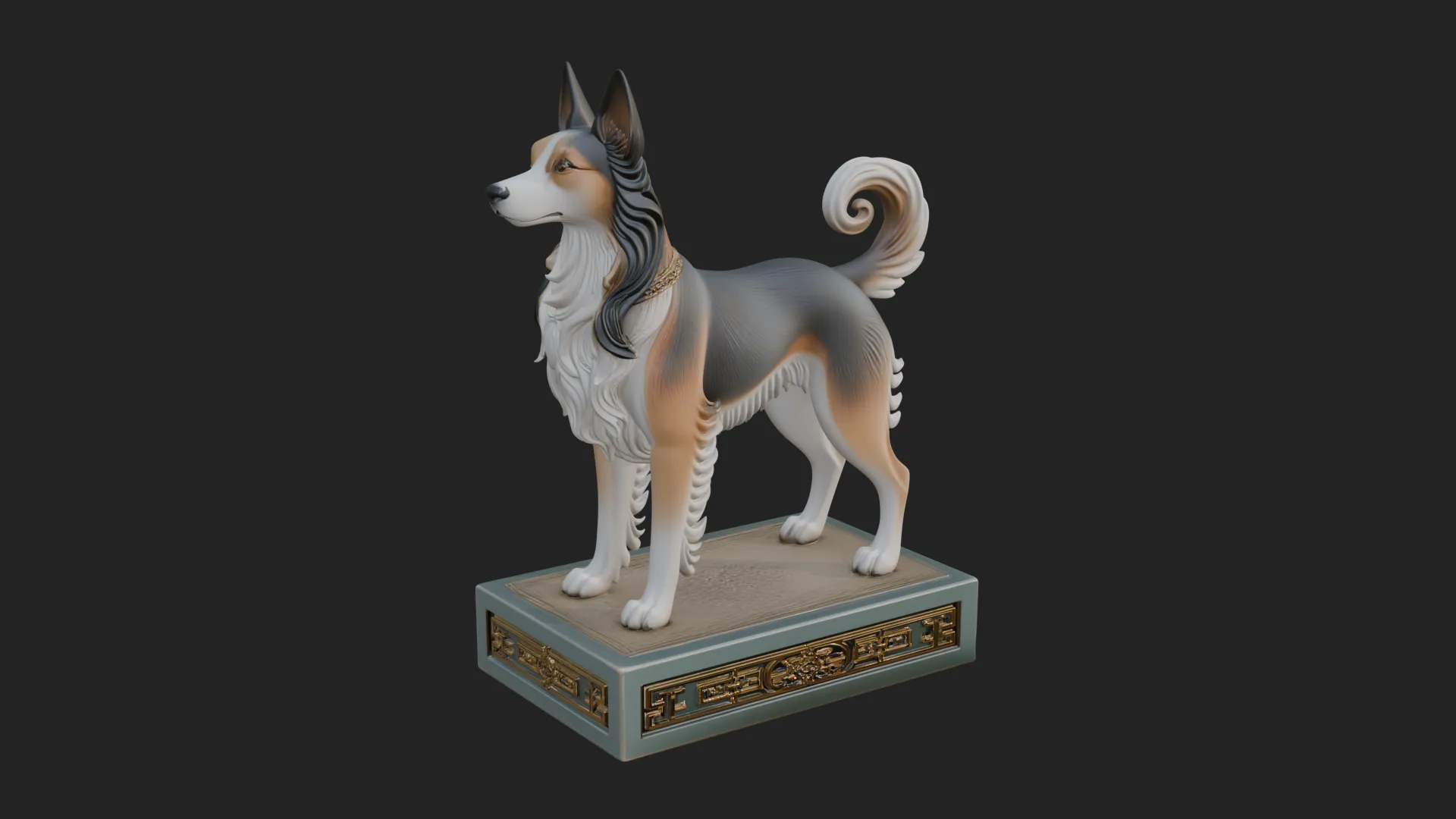 Dog on Pedestal Statue Design 3 - 3D Print Model 3D Print Model .c4d .max .obj .3ds .fbx .stl .blend 