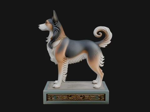 Dog on Pedestal Statue Design 3 - 3D Print Model 3D Print Model
