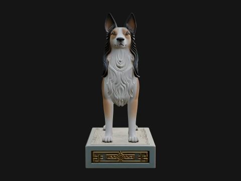 Dog on Pedestal Statue Design 3 - 3D Print Model 3D Print Model