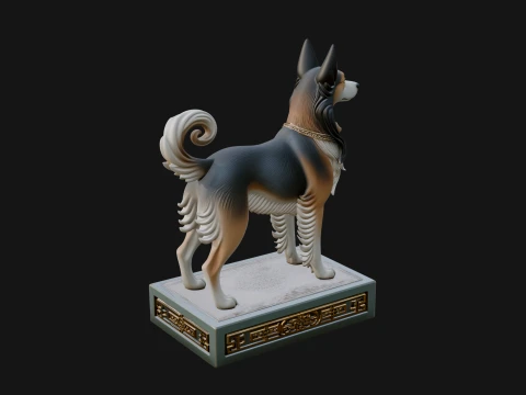Dog on Pedestal Statue Design 3 - 3D Print Model 3D Print Model